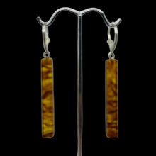 Load image into Gallery viewer, Amber Rectangle Dangle Sterling Silver Earrings | 2&quot; Long | Amber | 1 Pair |
