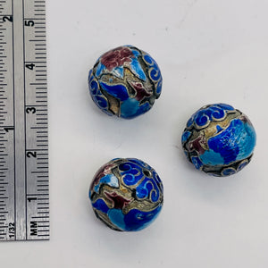 Phoenix Rising Fine Cloisonne Round Beads | 3 Beads | 16mm |