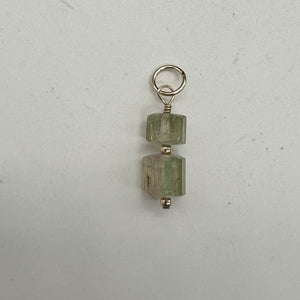 Natural Watermelon Tourmaline 14K Gold Filled Pendant | Green, Clear, Pale Pink|