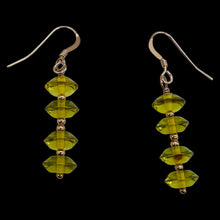 Load image into Gallery viewer, Natural Yellow Amber 4 Bead 14K Rose Gold Filled Dangle Earrings 1.5" Handmade

