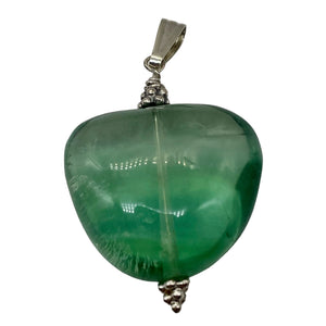 Fluorite Sterling Silver Pendant | 1 1/2" Long | Blue Green | 1 Pendant |