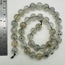 Load image into Gallery viewer, Tourmalinated Quartz Strand 9mm Round Beads| 15.5&quot; Long| Clear, Black| 40 Beads|
