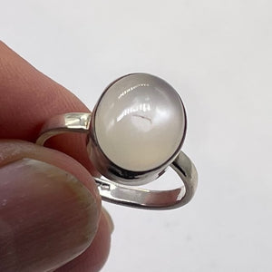 Moonstone Sterling Silver Oval Ring | 7 | White |