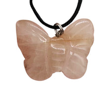 Load image into Gallery viewer, Rose Quartz Stone Butterfly Pendant | 1&quot; Long | Pink | 1 Pendant Necklace |
