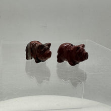 Load image into Gallery viewer, Piggies 2 Carved Brecciated Jasper Pig Beads | 23x16x11mm | Red
