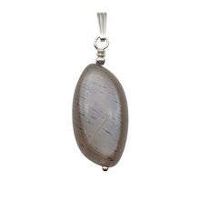 Load image into Gallery viewer, Moonstone Chatoyant Sterling Silver Drop Pendant | 1 1/2&quot; Long | Silver Gray |
