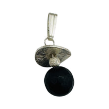 Load image into Gallery viewer, Black Stone Africa Sterling Silver Pendant Matte Black Handmade USA 1 Inch
