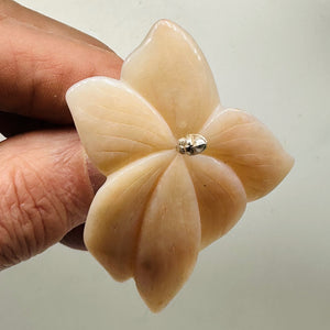 Peruvian Opal 44ct Carved Flower Pendant Bead | 40x45x5mm | Pink | 1 Bead |