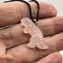 Load image into Gallery viewer, Rose QuartzTyrannosaurus Rex Dinosaur Pendant Necklace | 3/4&#39; Long | Pink |
