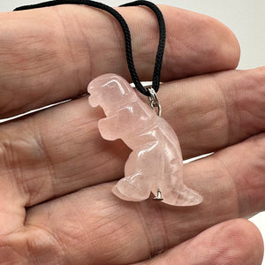 Rose QuartzTyrannosaurus Rex Dinosaur Pendant Necklace | 3/4' Long | Pink |