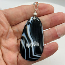 Load image into Gallery viewer, Stunning Black and White Sardonyx Sterling Silver Pendant | 3 1/4&quot; Long |
