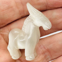 Load image into Gallery viewer, Hand Carved Donkey Burro Stone Animal Statue | 40x35x15mm | Clear, White
