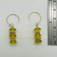 Load image into Gallery viewer, Natural Yellow Amber 3 Bead 14K Gold Filled Dangle Earrings 1 1/4" Long Handmade
