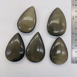 Gold Sheen Obsidian Not Drilled Teardrop Worry Stone | 45x30x12mm | Golden | 1 |