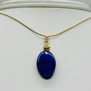 Royal AAA Lapis Lazuli 14K Gold Filled Wire Wrap Pendant! | 1 1/4" Long |