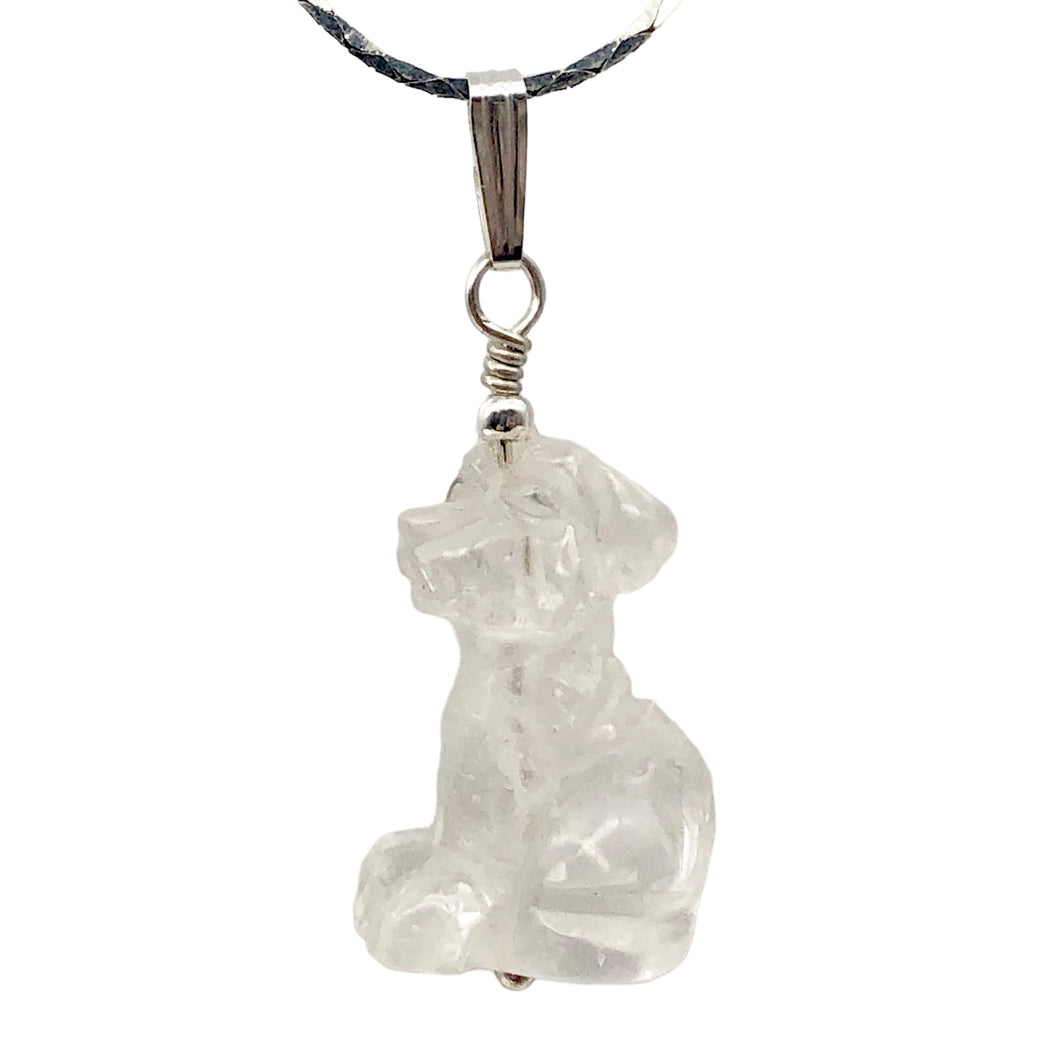 Semi Precious Stone Jewelry Faithful Dog Pendant Necklace of Quartz/Silver