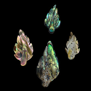 Abalone Leaf Pendant Beads | 21x10x2.5 - 32x20x2.5mm | Purple Blue |  Bead(s)