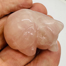 Load image into Gallery viewer, Hand Carved Rose Quartz Sleeping Kitty Cat Stone Statue | 41x38x22mm | Pink
