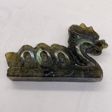 Load image into Gallery viewer, Labradorite Carved Year 2000 Dragon Figurine | 80x45x16mm | Dark Green
