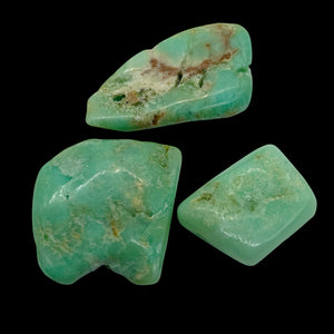 Chrysoprase Natural Nugget Beads 34g | 28x30x10mm, 35x31x19mm, 39x24x8mm| Green|