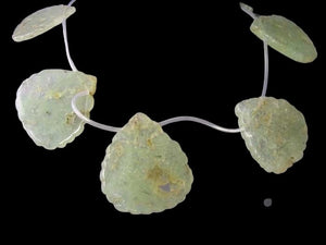 8 Druzy Green Prehnite 36x36mm Briolette Beads 10458F