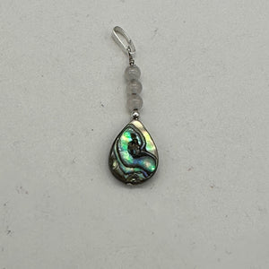 Tahitian Mother of Pearl, Rose Quartz Sterling Silver Pendant | 1 1/2" Long |