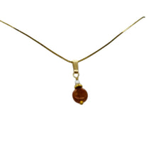 Load image into Gallery viewer, Sunstone and Pearl14K Gold Filled Pendant | 3/4 &quot; (Long) | Orange |
