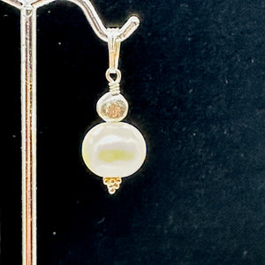 Fresh Water Pearl Large, Near Round Sterling Silver Drop Pendant | 1" Long |