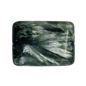 Rare Green Seraphinite Flat Rectangle Pendant Bead |25x18x7mm | 1 Bead |