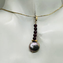 Load image into Gallery viewer, Natural Garnet and Pearl 14KGF Pendant | 1 1/2 Inch Long |
