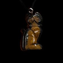 Load image into Gallery viewer, Tiger Eye Stone Kitty Cat Pendant Necklace | 1 1/2&quot; Long | Bronze |

