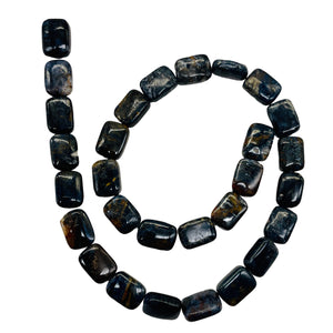 Pietersite Rectangle Bead Strand| 15x10x4mm | Deep Blue Black | 29 Beads |