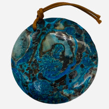 Load image into Gallery viewer, Chrysocolla Carved Pendant Bead | Coin | 2x3/8" | Green Blue | 1 Bead |
