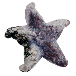 Tree Agate Carved Starfish Pendant Bead | 60x58x11mm | Gray White | 1 Bead |