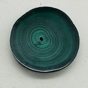 Malachite 31g Polished Round Stalactite Slice | 41x41x7mm | Green | 1 Specimen |