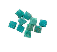 Load image into Gallery viewer, 10 Natural Russian Amazonite Diagonal Cube Beads 7396
