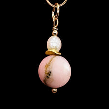 Load image into Gallery viewer, Pink Peruvian Matte Finish Opal, Pearl Drop Bead Pendant | Pink | 1 1/4&quot; Long |
