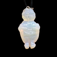 Load image into Gallery viewer, Opalized Glass Goddess Pendant Necklace | 1 1/2&quot; Long | White, Blue | 1 Pendant|
