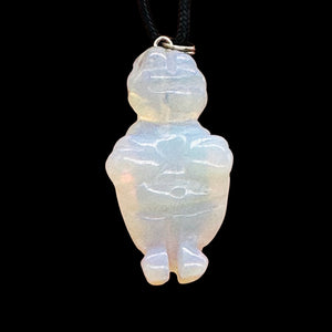 Opalized Glass Goddess Pendant Necklace | 1 1/2" Long | White, Blue | 1 Pendant|