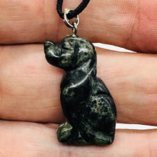 Load image into Gallery viewer, Kambaba Jasper Puppy Dog Pendant Necklace | 3/4&#39; Long| Black, Green | 1 Pendant|
