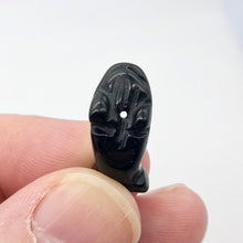 Load image into Gallery viewer, Carved Sea Animals 2 Obsidian Whale Beads | 21x12x10mm | Black
