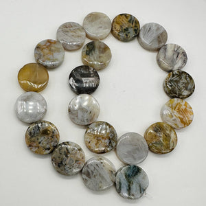 3 Beads of Window Pane Agate 20mm Coin 9200