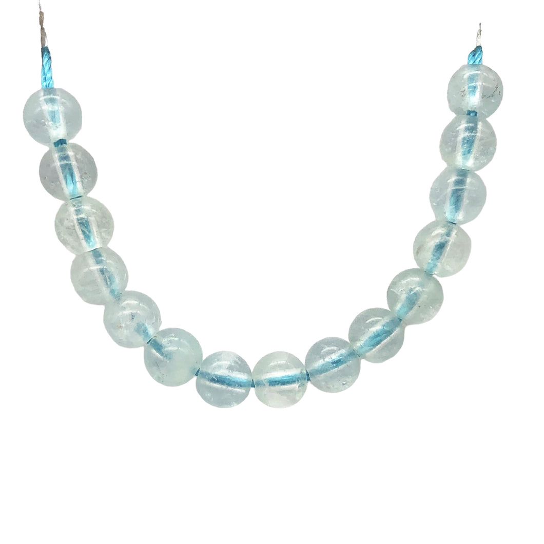 15 Natural Aquamarine Round Beads | 4.5mm | 15 Beads | Blue | 6655B