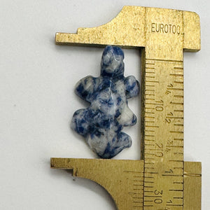 2 Carved Snappy Sodalite Lizard Beads | 27x15x7mm | Blue white