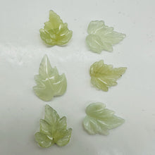 Load image into Gallery viewer, New Jade Carved Serpentine Leaf Bead Set | 28x23x4 to 23x24x4mm | 6 Beads |
