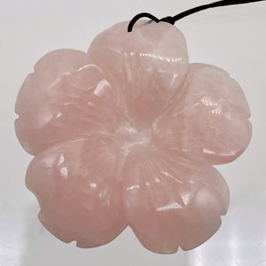 Rose Quartz Carved Pendant Flower | 55x8mm | Pink | 1 Bead |
