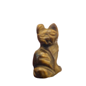 Adorable Tigereye Kitty Cat Figurine | 20x12x9mm | Golden Brown