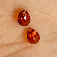 Load image into Gallery viewer, Natural Padparadscha Faceted Sapphires | 0.56cts | Orange | Briolette | 2 ea |
