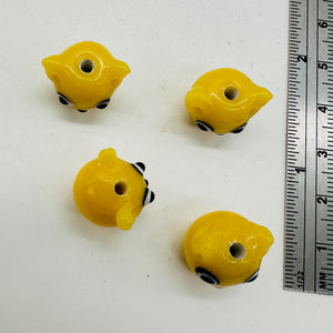 Kitty Cat Ceramic Round Beads | 15mm | Butterscotch Yellow | 4 Beads |