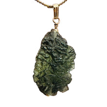 Load image into Gallery viewer, Moldavite 33ct 14K Gold Filled Tektite Pendant | 1 1/2&quot; Long| Green | 1 Pendant|
